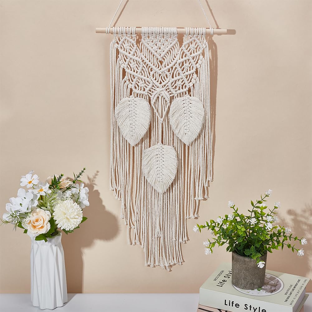 FREEBLOSS Set Macramé Feuille Kit Feuille Macramé Kit de Suspension Murale Macramé Feuille Gland Fait Main Feuille Tapisserie Kits de Macramé pour Débutants Tapisserie de Feuilles de Macramé