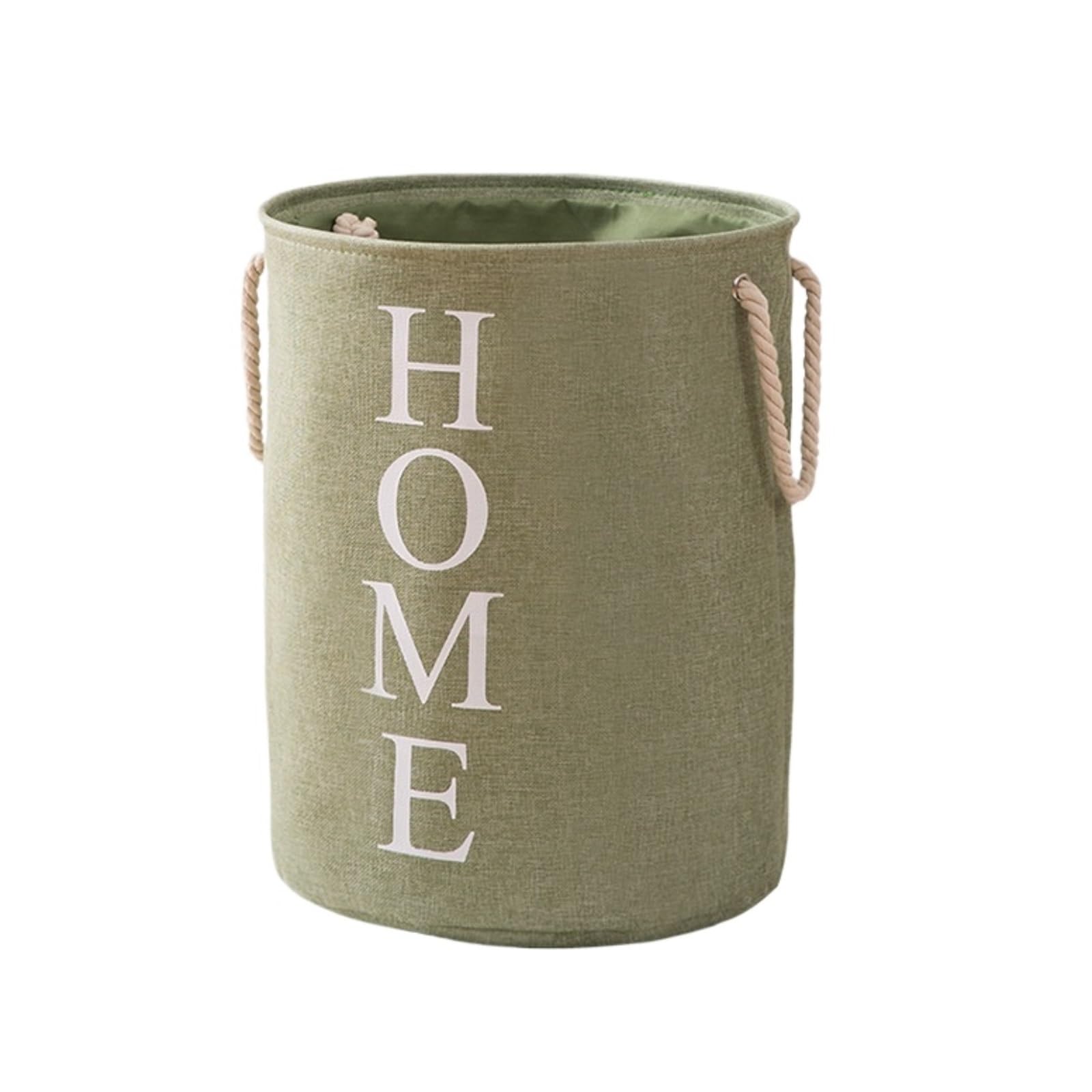 Laundry Hamper Foldable Cotton And Linen Laundry Basket With Handle Home Storage For Dirty Cloth and Blankets(Green)