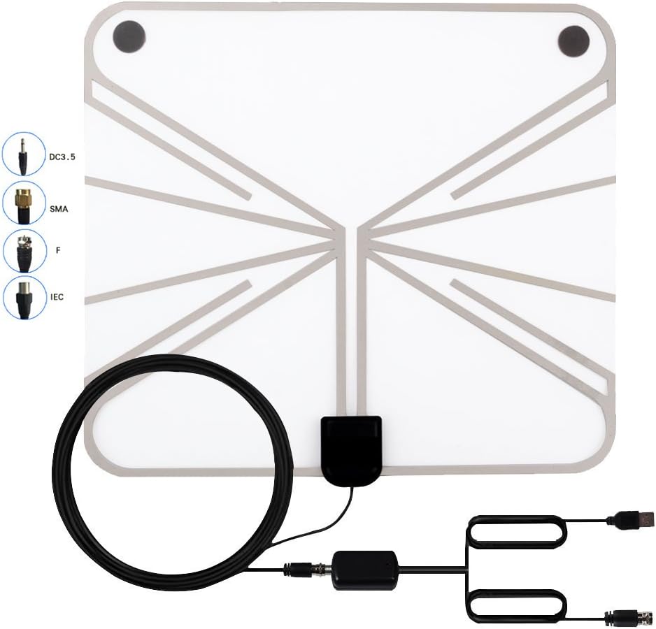 1080P Digital HDTV Antenna-50 Miles Digital Long Range TV HD Antenna With Amplifier USB Power Supply To Boost Signal and 20foot Coaxial Cable, Shiny Antenna Ultra Thin-Super Soft & Light