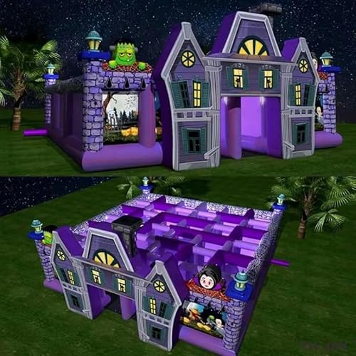 Fun Inflatable Zombie Halloween Haunted House Laser Tag Maze Horrible Inflatable Ghost Puzzle Labyrinth Game(26x26ft with Blower)