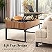 WLIVE Lift Top Coffee Table with Hidden Compartment, Cocktail Table, Rising Center for Living Room, Side Drawer and Metal Frame, Walnut Oak