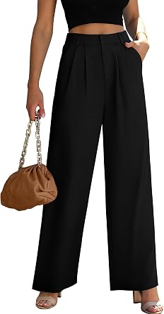LUXVEER Womens Wide Leg Dress Pants High Waisted Business Casual Trousers Dressy Work Office Pants with Pockets