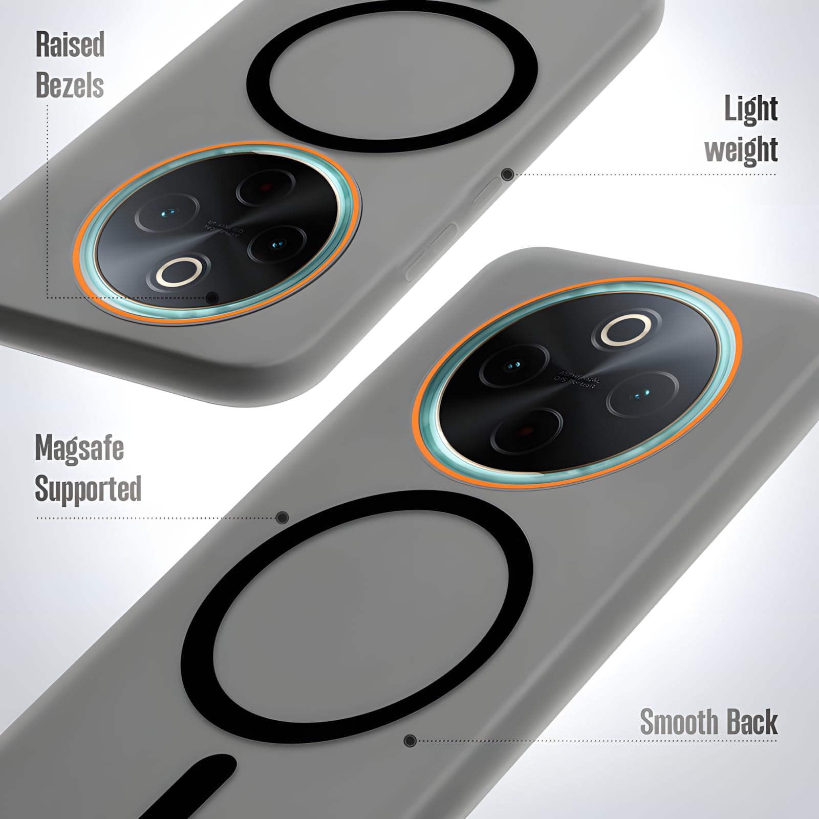 DL3 Mobilak Case Back Cover for Honor X9D / Magic 8 Lite / X70, Sleek Frosted Translucent Back Only Compatible with Wireless Magnetic Accessories | Anti-Scratch Shockproof Phone Case (Black)
