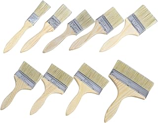9PCS Premium Natural Bristle Painting Brushes with Thick Wooden Handles Mixed - for Wall Furniture and Art Paint Applications Ergonomic Grip for Precision and Smooth Finish