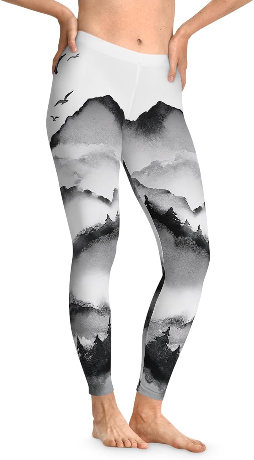 Stylish Mountain Landscape Leggings, Comfortable Yoga Pants, Active Wear for Nature Lovers, Gift for Fitness Enthusiasts