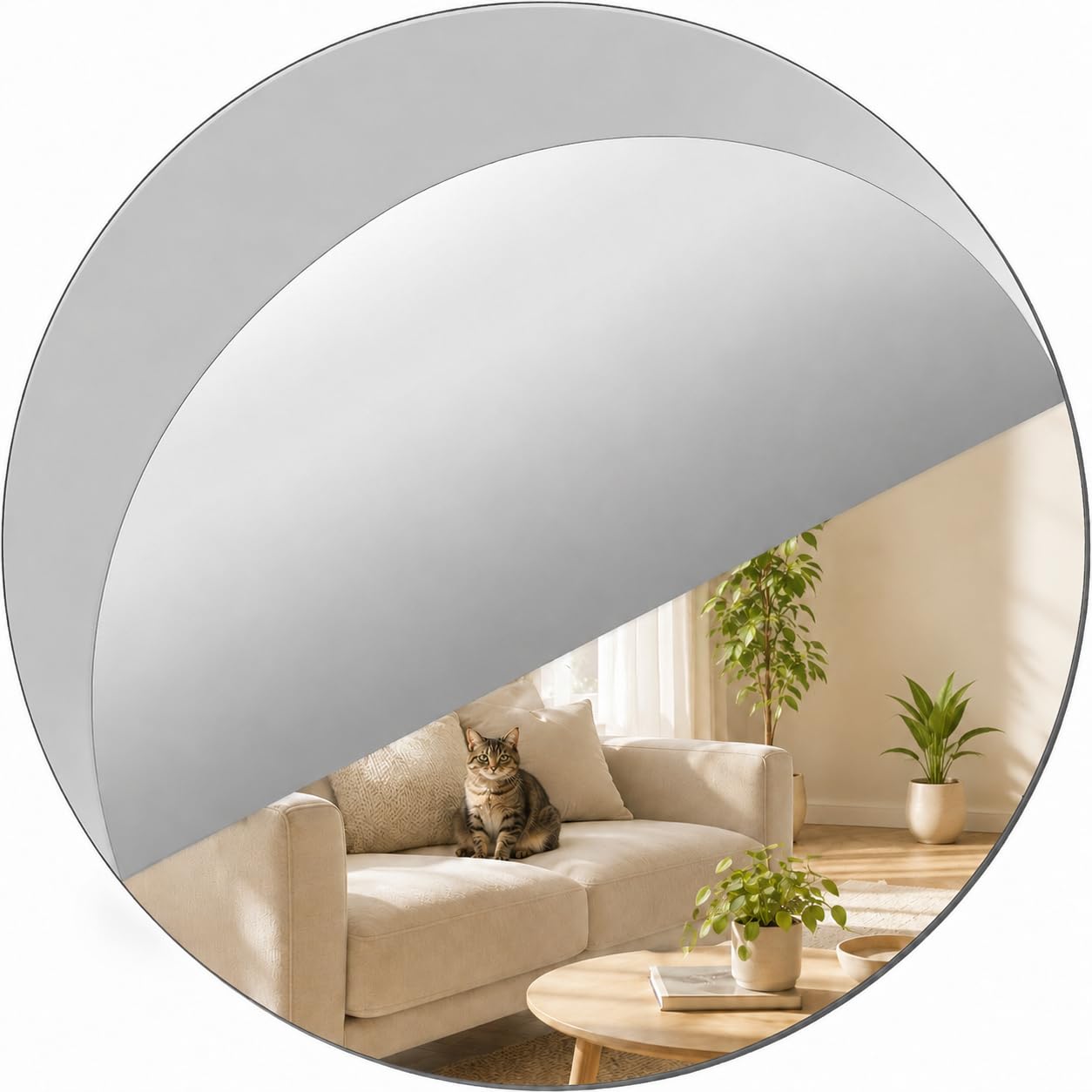 HBHGBJZAA 40cm Round Acrylic Mirror - Flexible Tiles for Wall with Self-Adhesive Backing, Frameless Circle Bathroom Mirror for Modern Home Decor, Damage-Free Installation for UK Households