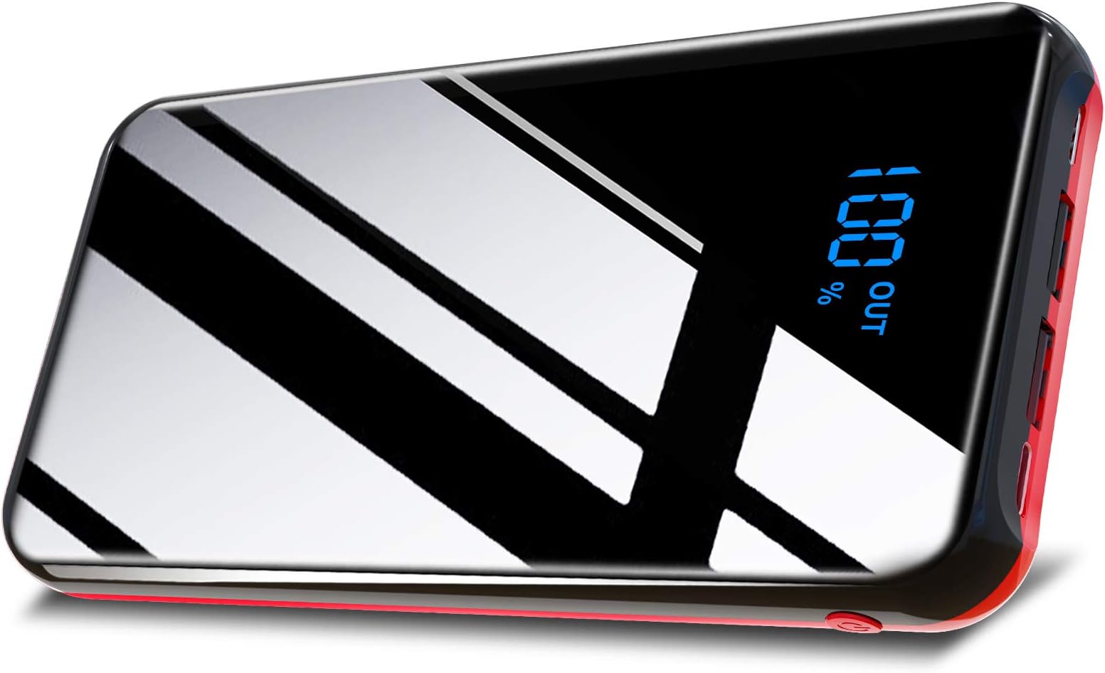 Todamay Power Bank 25000mAh-High Capacity Portable Charger with LCD Digital Display, 2 USB Output, External Battery Pack for All the Smart phone, Tablets and Others (Black & Red)