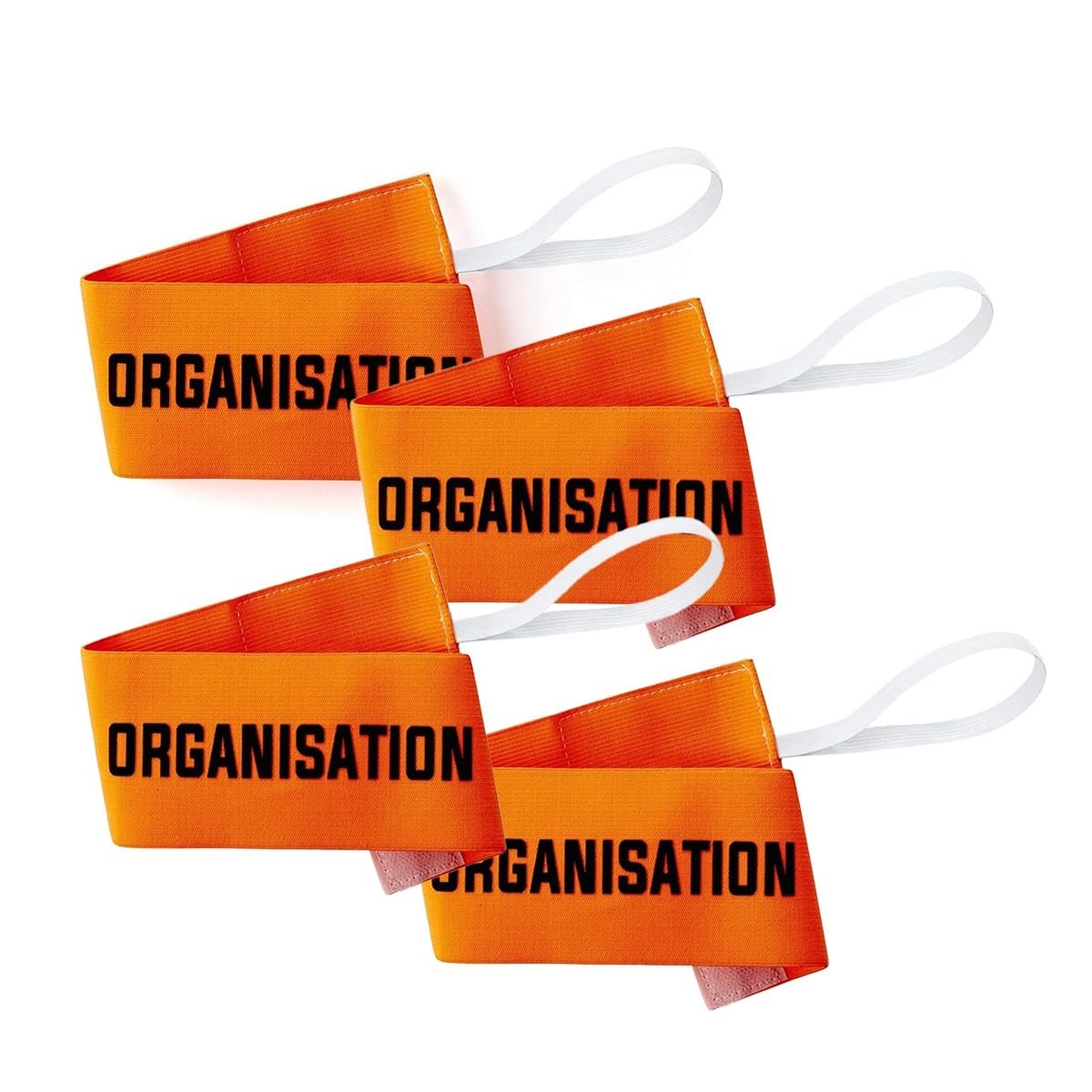 PEGANE Lot de 4 Brassard Organisation, Taille Senior, Coloris Jaune Fluo, Accessoire Haute visibilité pour Personnel Événementiel