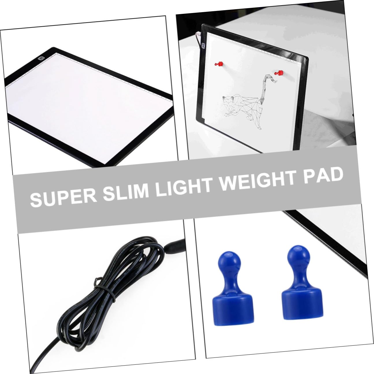 WOONEKY Tablette Lumineuse Mat avec Niveaux de Luminosité LED Portable USB Planche de Dessin Magnétique pour Tracer et Copier Léger