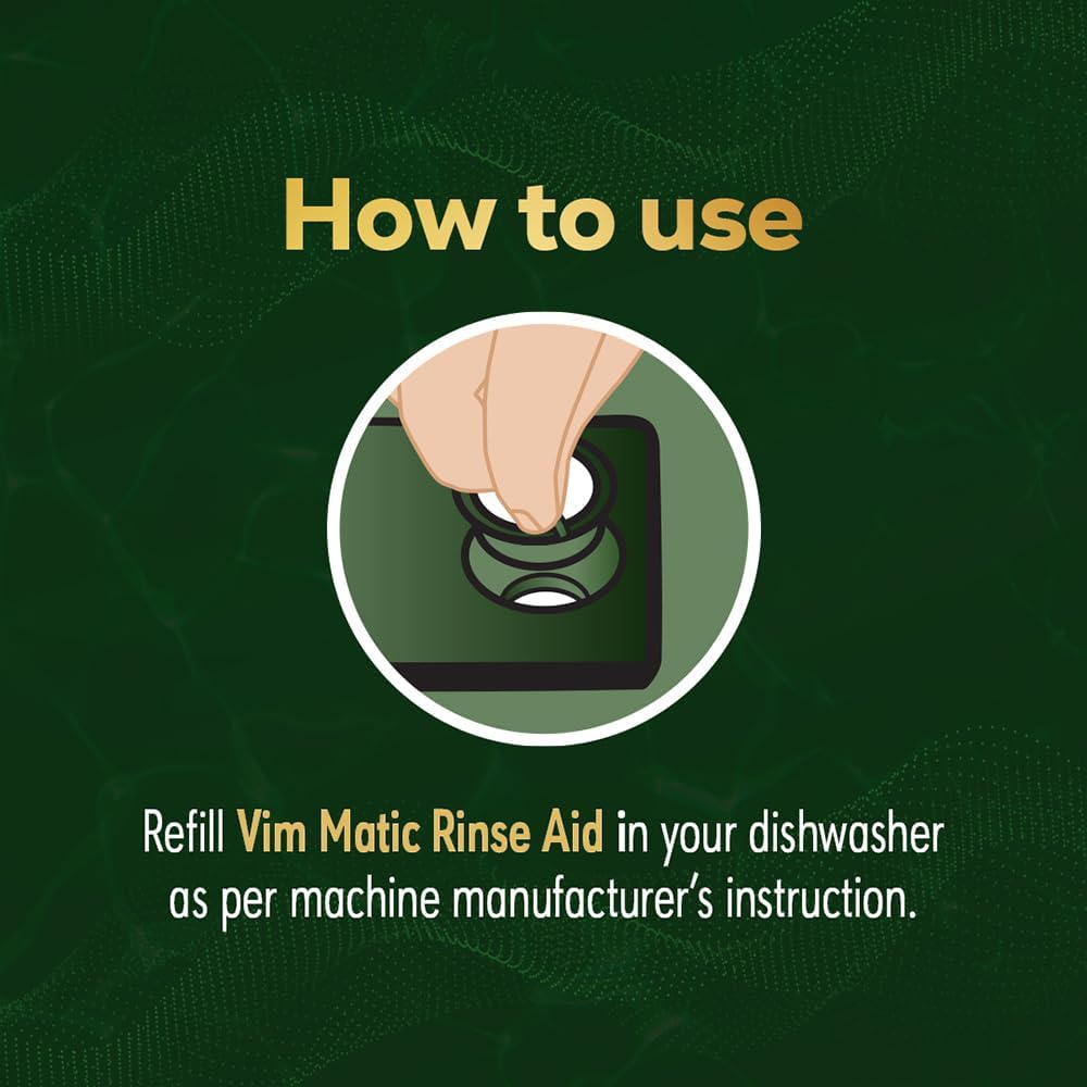 Vim Matic Dishwasher Rinse Aid Liquid 500 Ml, Designed By India S No.1 Dishwash Brand, Adds Spotless Shine To Your Glassware Utensils, Prevents Water Mark