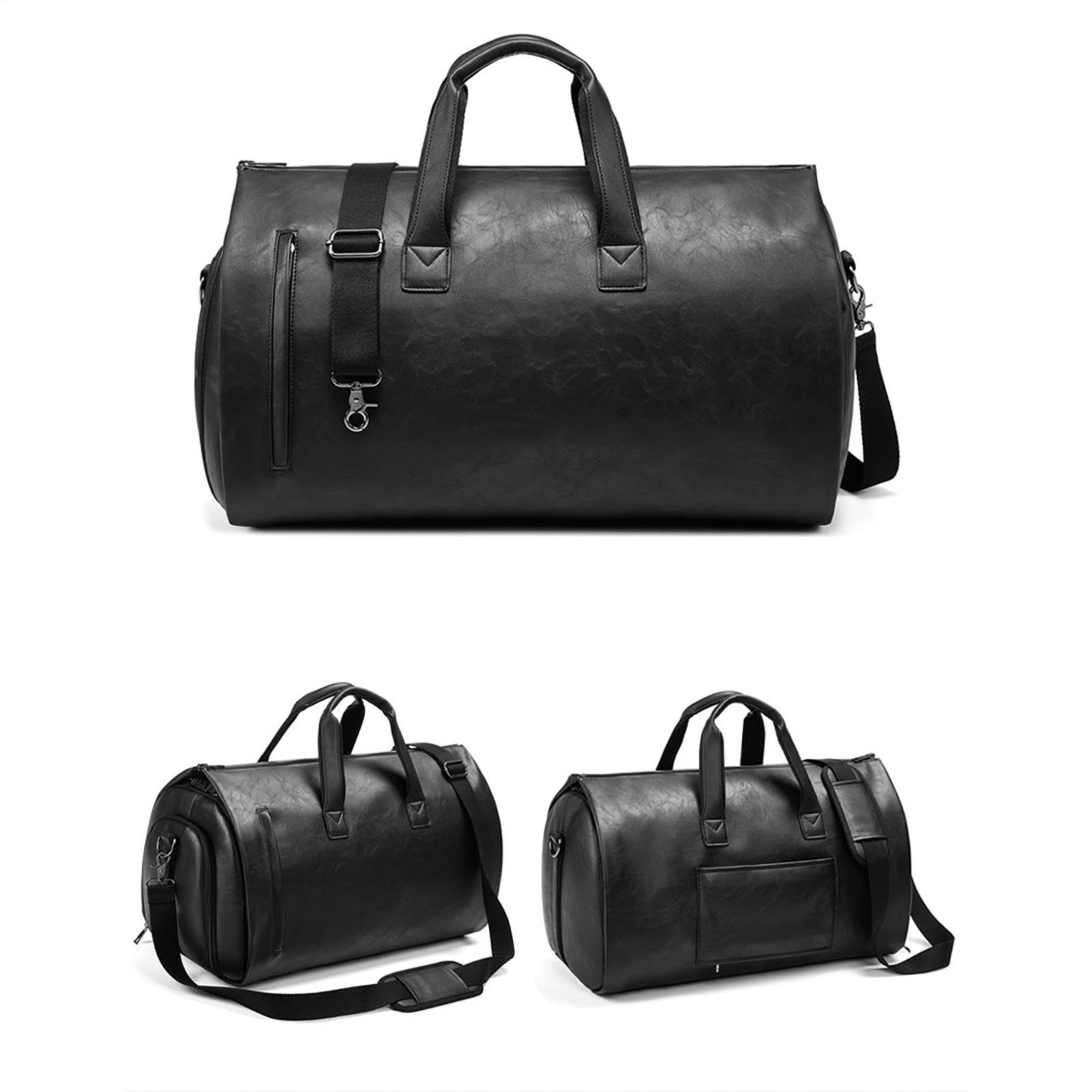 Umwandelbare Kleidersäcke für Reisen – PU-Leder-Kleidungssäcke mit | Schuhfach – wasserdichte wandelbare Reisetasche, 2-in-1-Koffer, Anzug für Reisen, Camping, Schwarz , Refer to description, Un