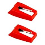 2pcs Record Player Needle Replacement, Red Record Player Stylus for LP Victrola ION Crosley