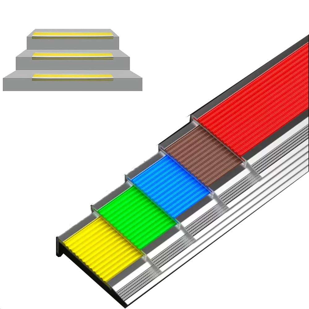 36" 40" 43" 48" Stair Nosing Staircase Edge Protector Metal Stair Nosing Trim Cuttable L Molding Edge Trim Strip for Vinyl/Wood/Tile(Yellow,120cm/48in)