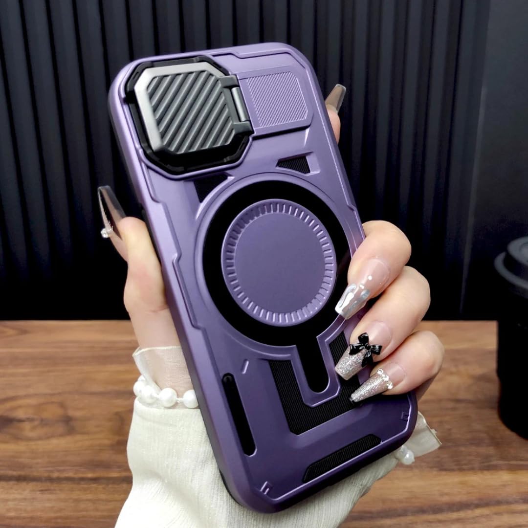 Coque antichoc violet foncé iPhone 15 Pro Max avec protection objectif premium