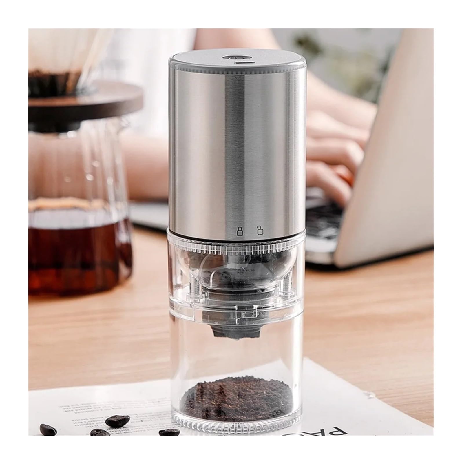 Adatto per macinacaffè elettrico portatile e macchina per caffè espresso, ricaricabile tramite USB, per casa, viaggi e bar (E)