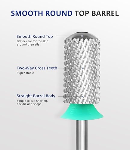 Miniatura 9 de AIRSEE Broca de carburo de tungsteno para uñas acrílicas, punta de cabeza de máquina de archivo eléctrico Efile para manicura, pulido y arte quitar