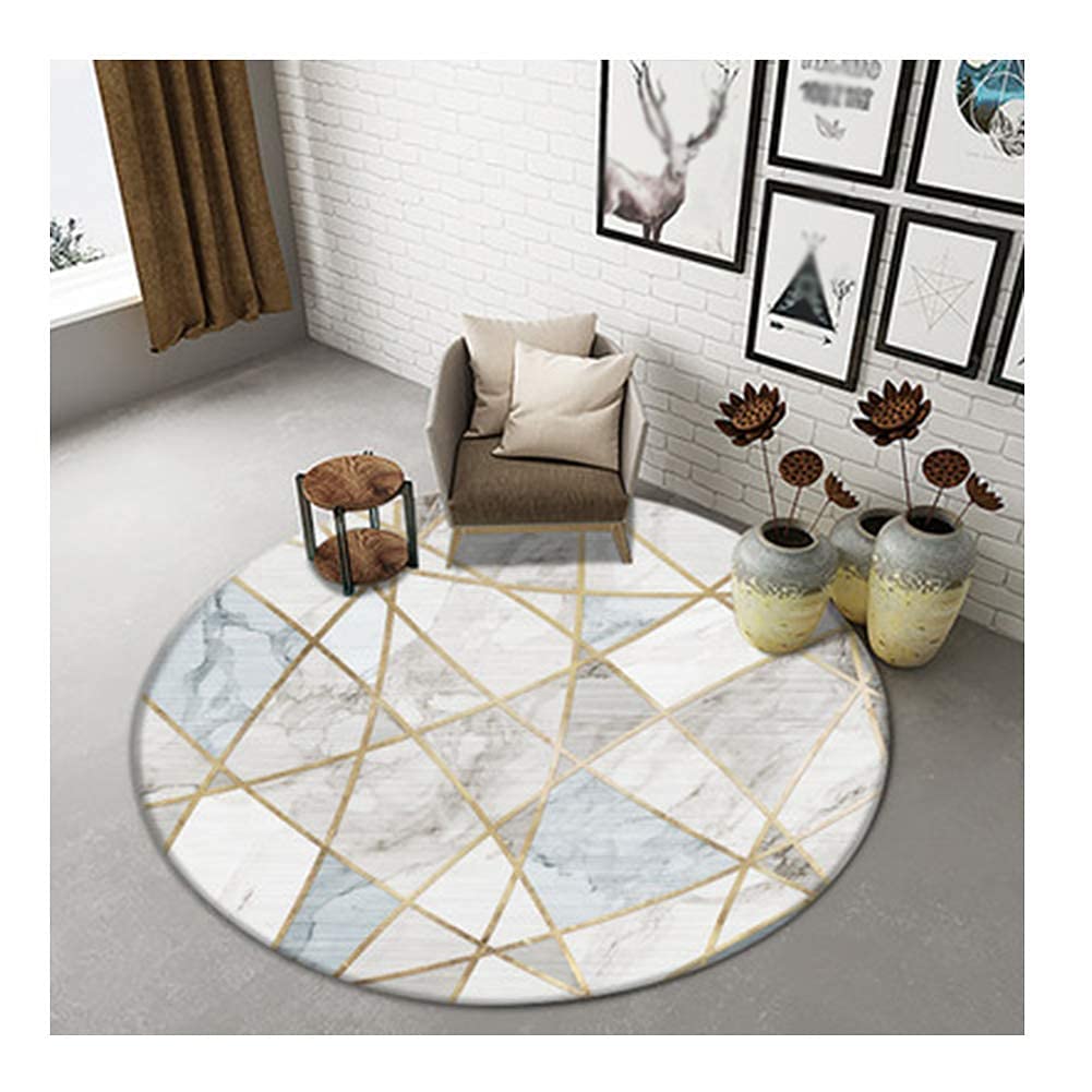 Tapis rond effet marbre et lotus une finition luxe pour chambre