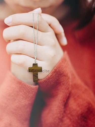 Miniatura 5 de Dije de cruz de piedras preciosas con cadena de 24 pulgadas + bolsa de cristal curativo de moda, hecho a mano, para hombres y mujeres, dijes de