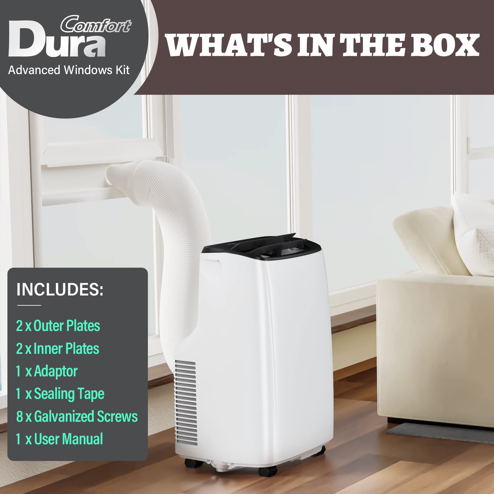 DuraComfort Kit portátil de ventana de aire acondicionado de 5.9 pulgadas