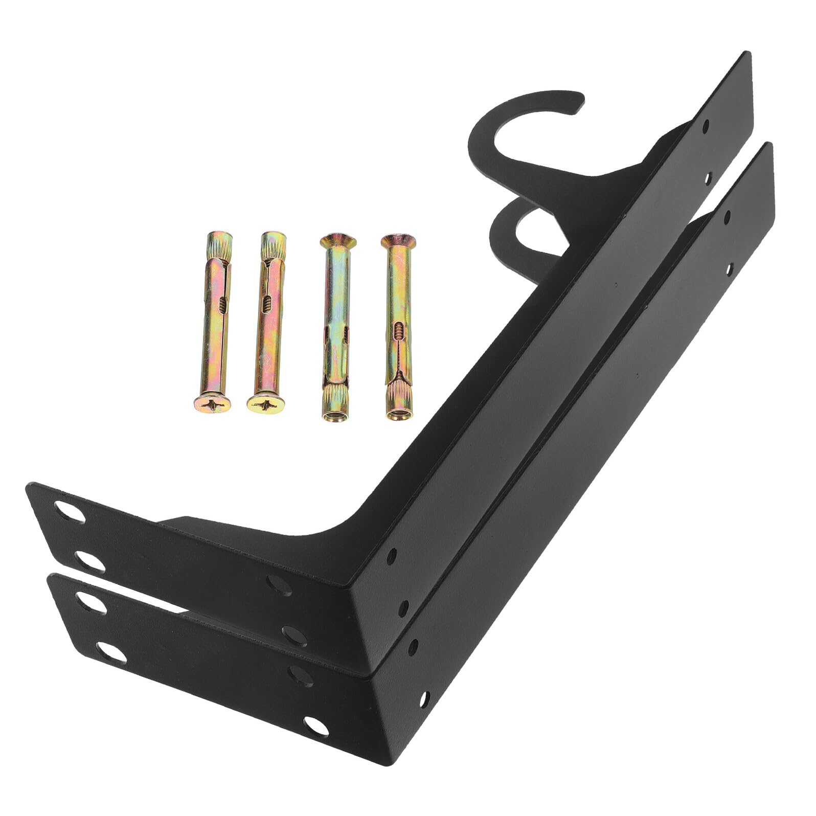 ibasenice Soporte Triangular Metálico Negro 12 Pulgadas con Gancho Par de Soportes Resistentes para Estantes Flotantes Optimiza Espacio Armarios y Cocinas Carga Pesada y Uso Doméstico