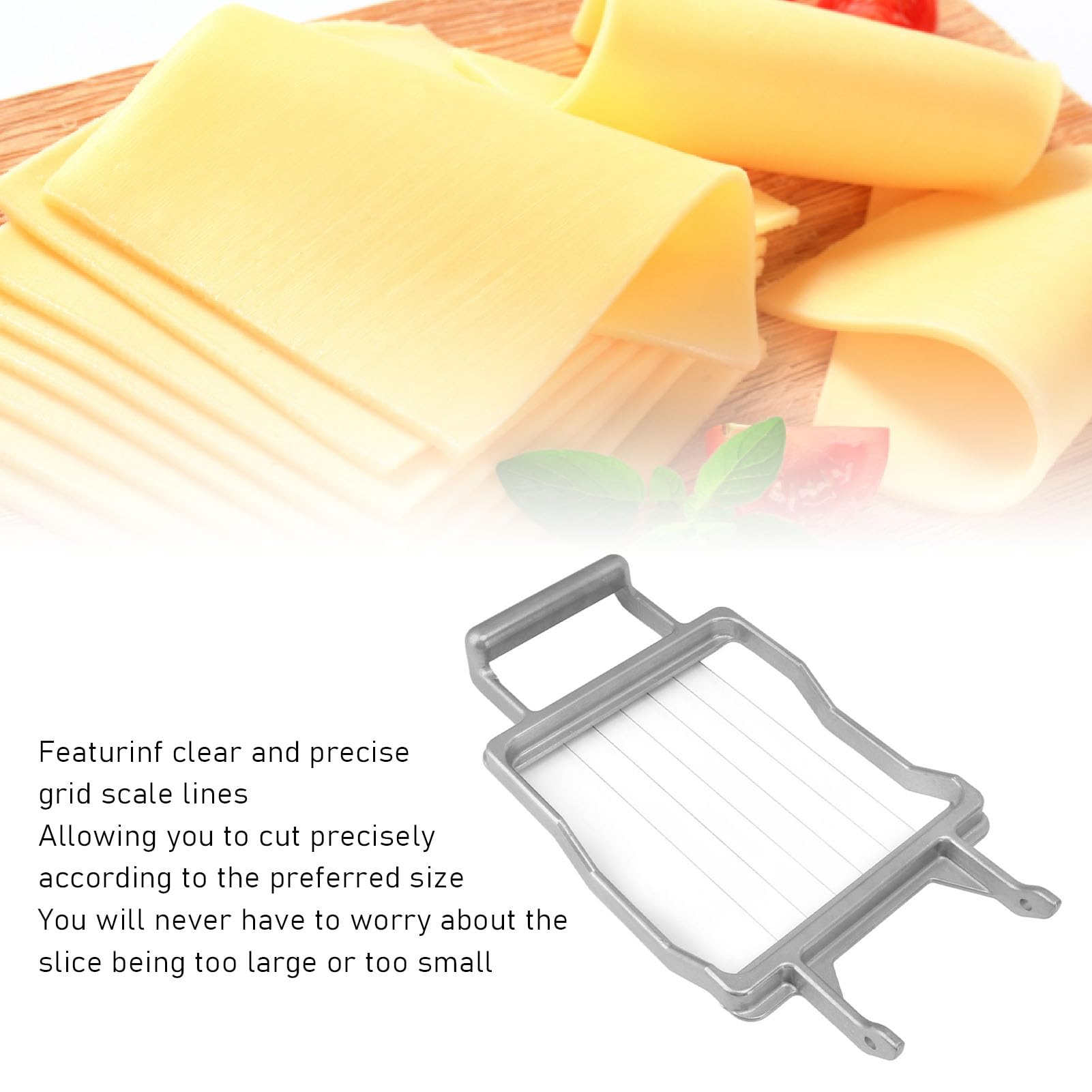 Handkäsehobel mit Edelstahldraht für Hartkäse Aufschnitt Obst Gemüse – Leichter AluKörper, präzise Rasterskalierung, ergonomischer Griff (20mm)