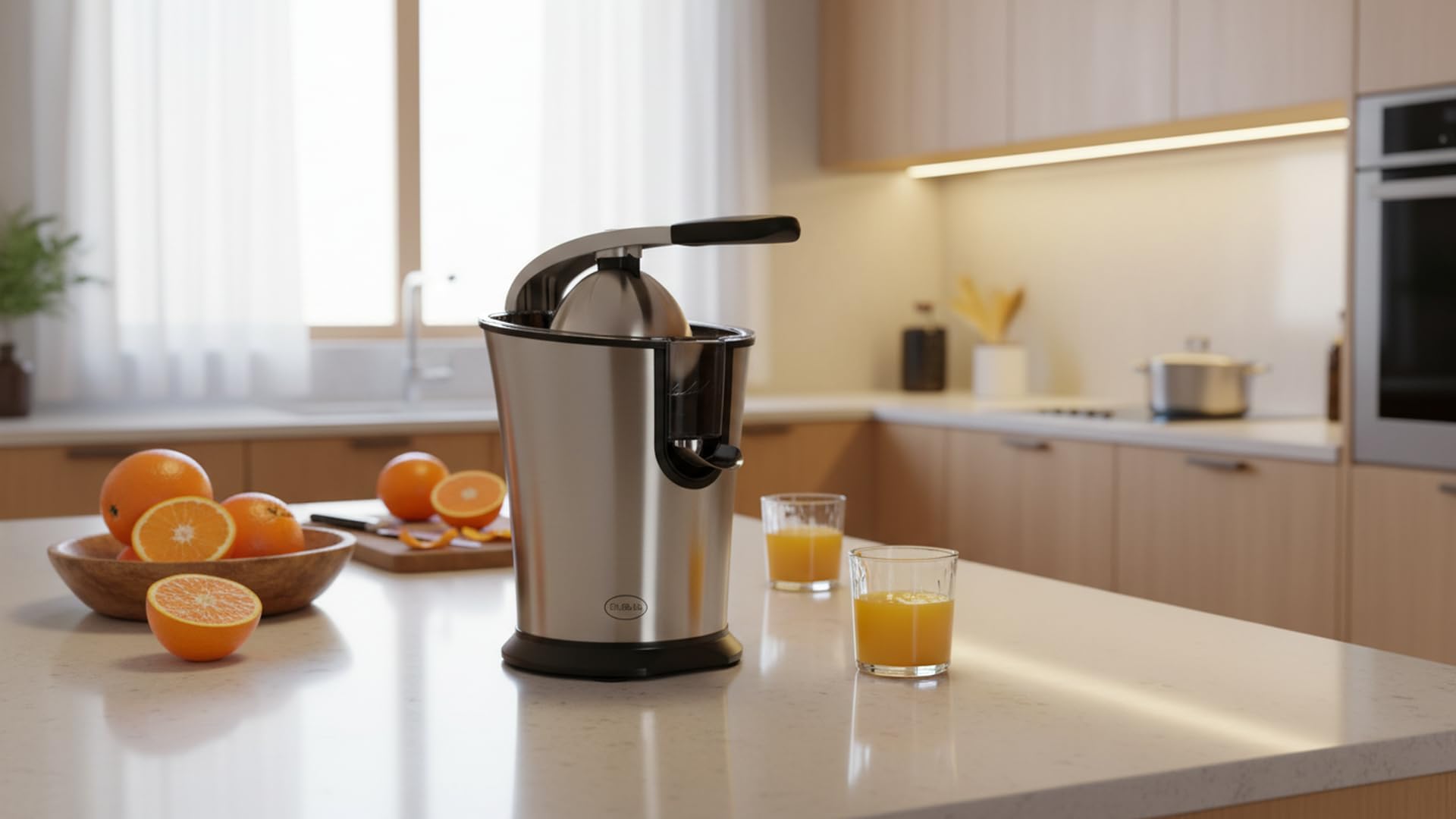 RGV Arancia Express - Spremiagrumi Elettrico – Spremiagrumi Elettrico a Leva 160W, Cono e Filtro in Acciaio Inox, Beccuccio Antigoccia Regolabile, Microswitch di Sicurezza