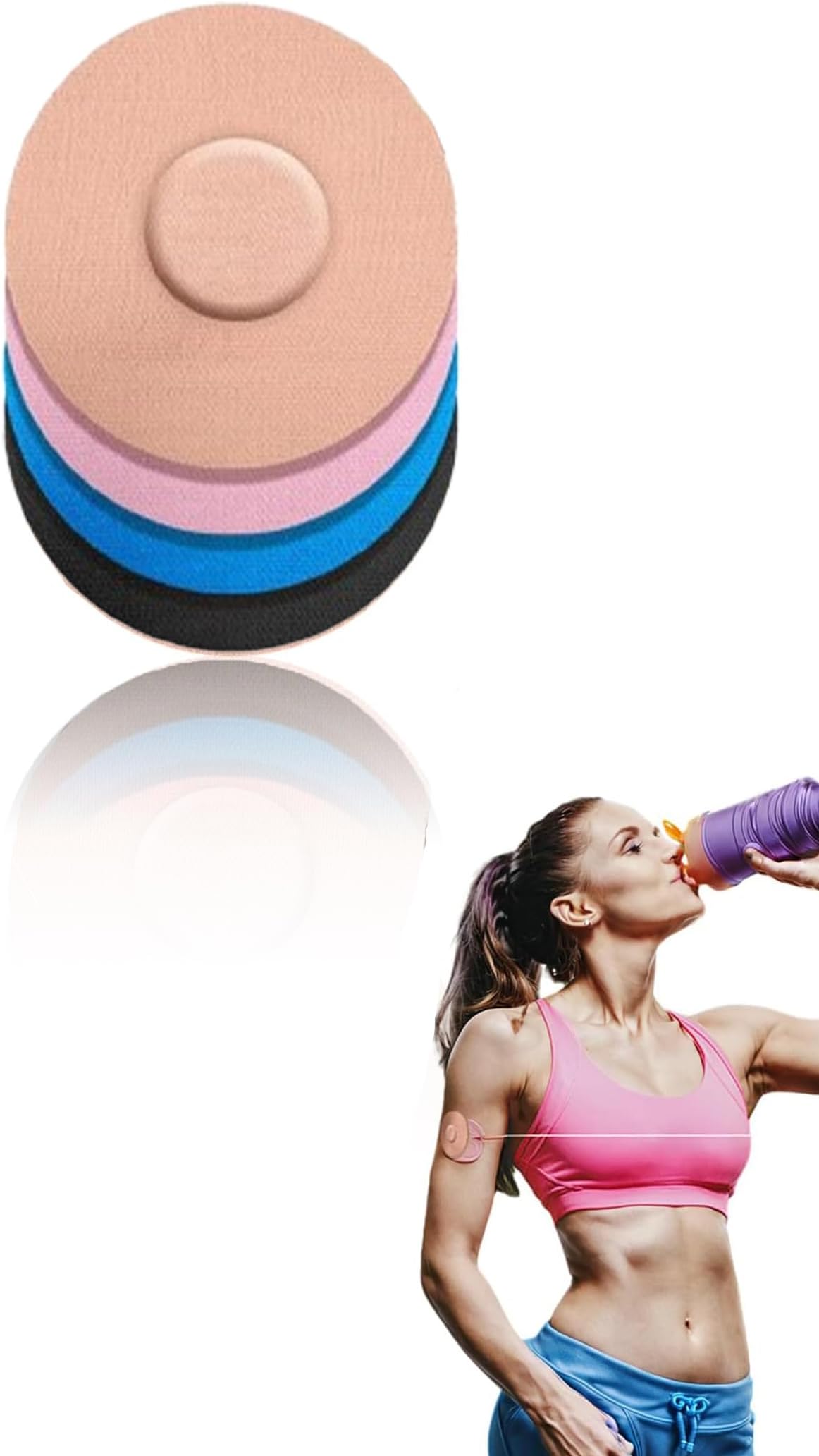 Sweet Seven 40-Pack Sensor Patches and Blue Sensor Covers for Latex-Free, Black CGM Patch and Cute Pink CGM Covers Compatible with Freestyle Libre 2 Four Colors