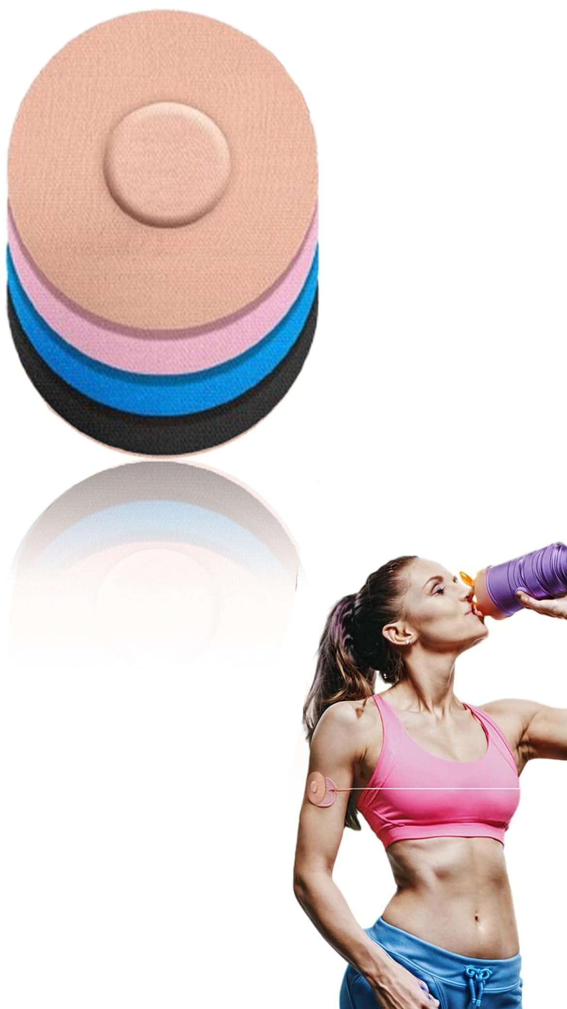 Sweet Seven 40-Pack Sensor Patches and Blue Sensor Covers for Latex-Free, Black CGM Patch and Cute Pink CGM Covers Compatible with Freestyle Libre 2 Four Colors