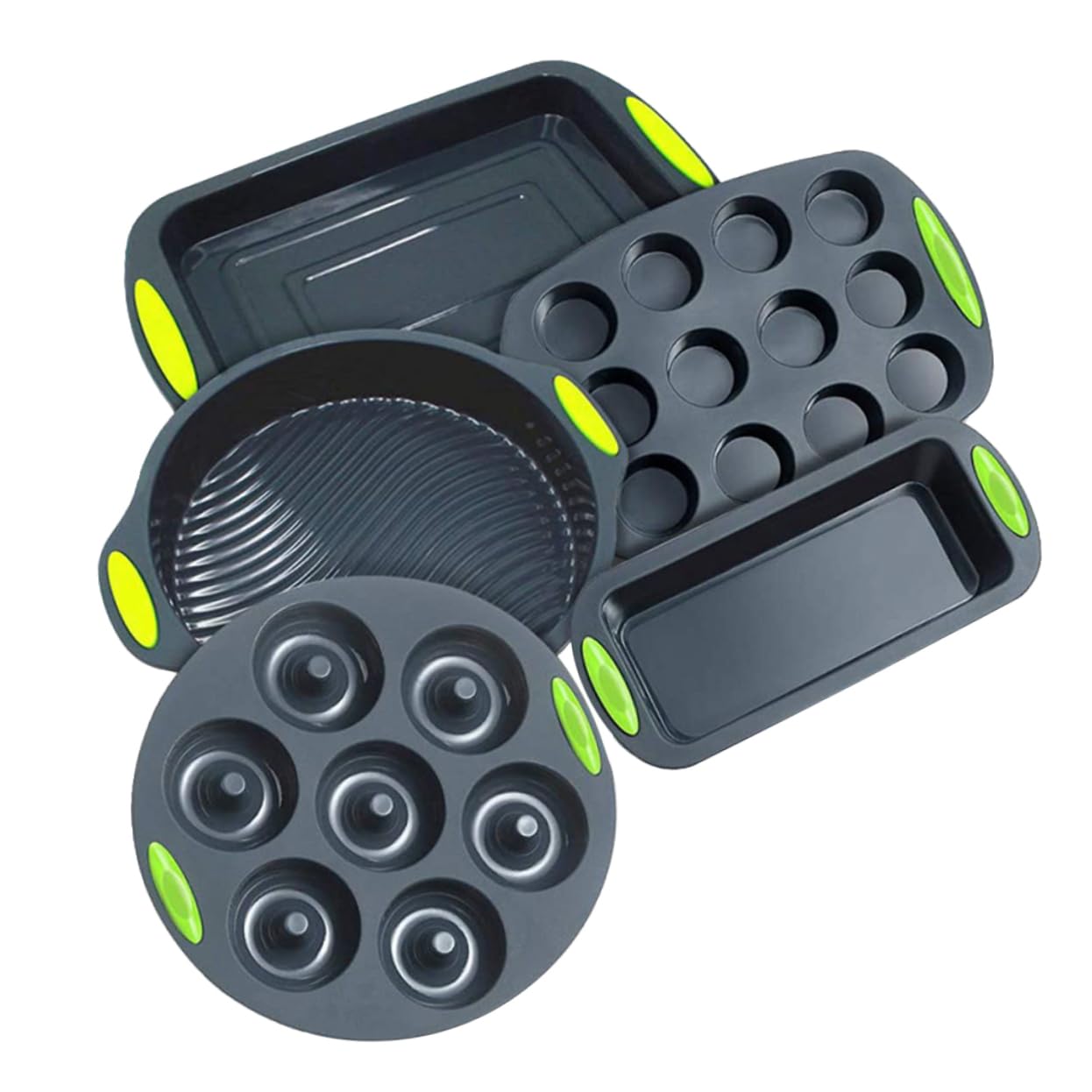 Kit de Moldes de Silicona para Hornear, 5 Piezas, para Pasteles | Silicona, Resistente al Calor y Fácil de Limpiar, Uso en Cocina y Horneado, Formato Práctico para Casa