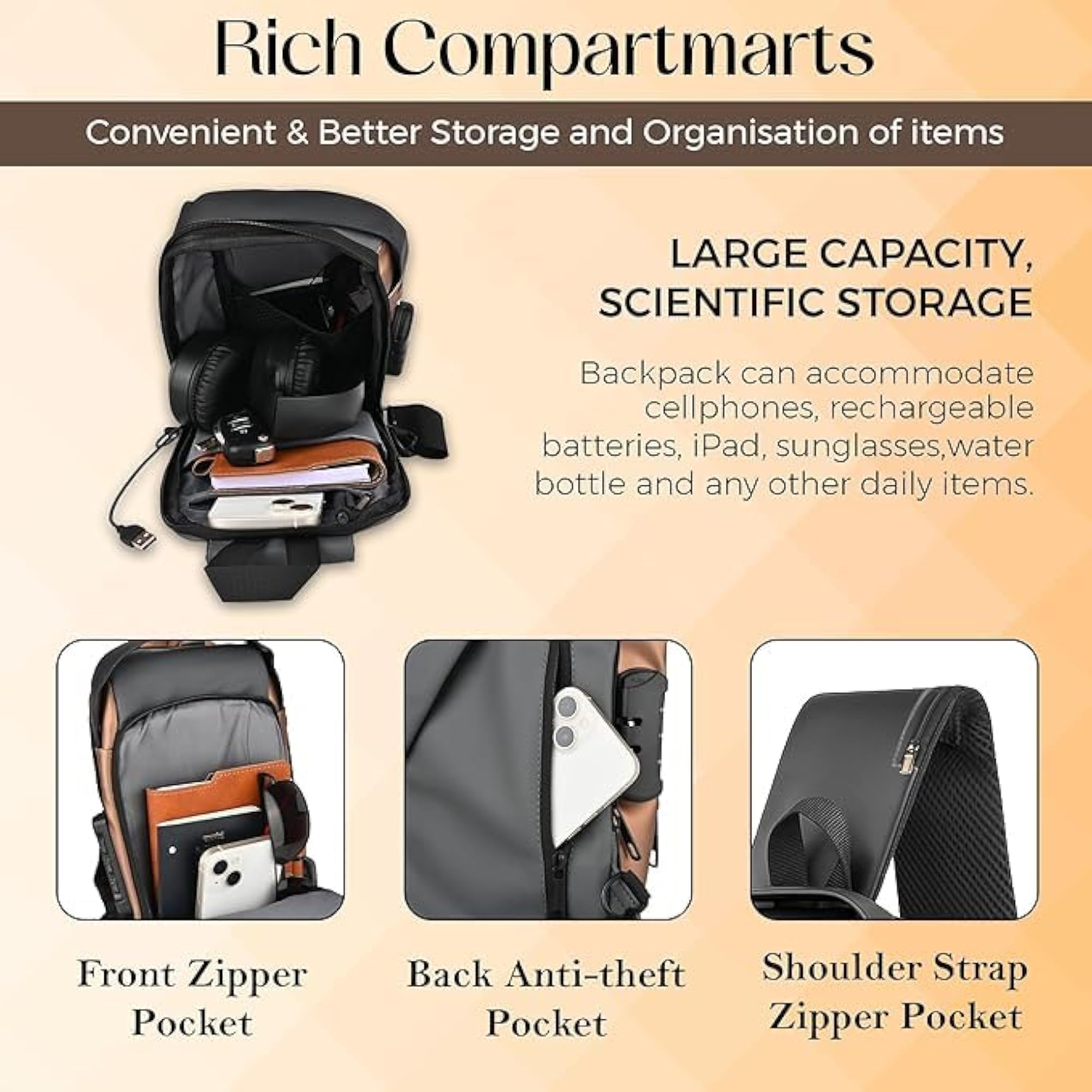 Waterproof Slim Unisex Crossbody Sling Bag Chest Backpack