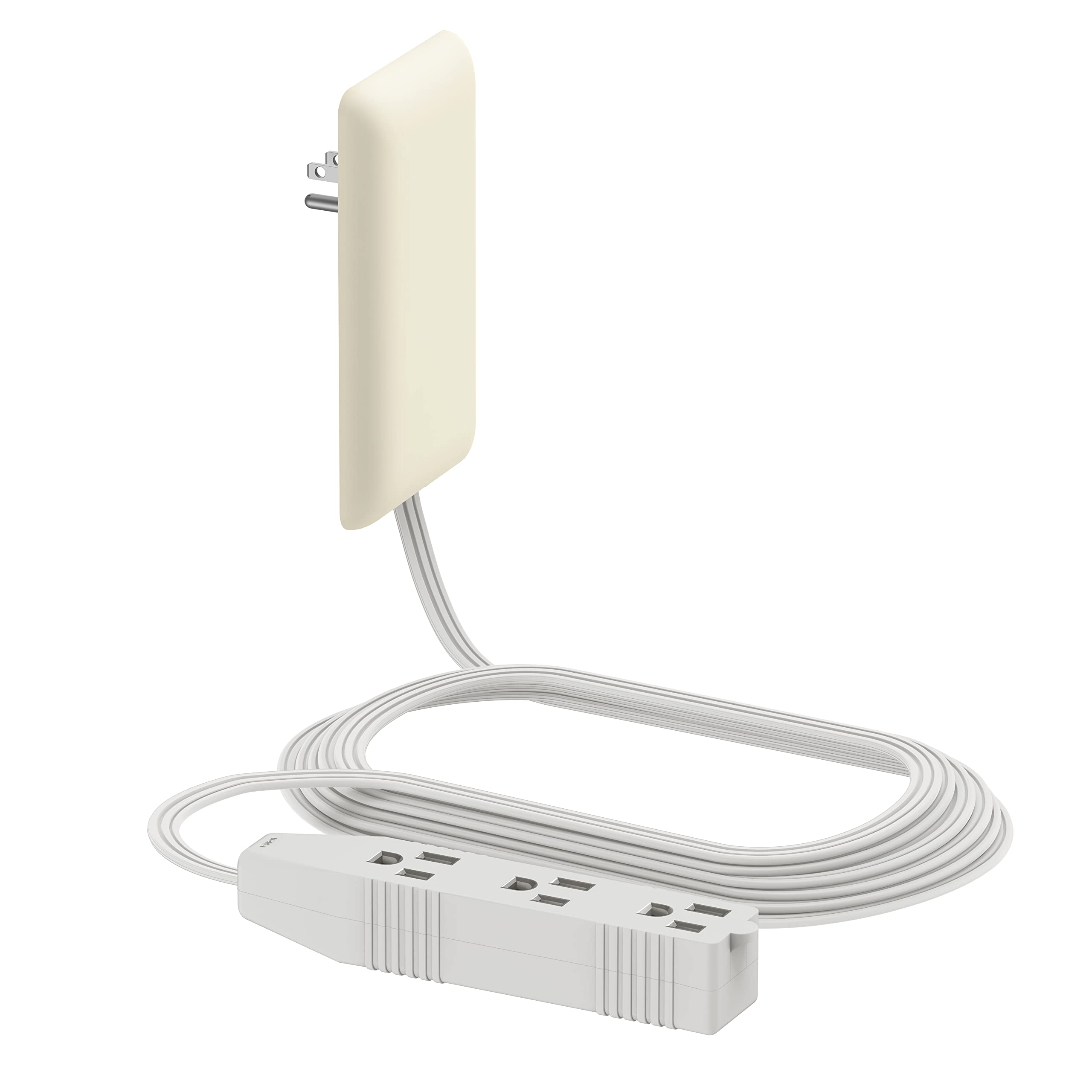 LIDER Flat-Face Outlet Extender, 3 Receptacles, 8ft Cord, 1625W, ETL Listed