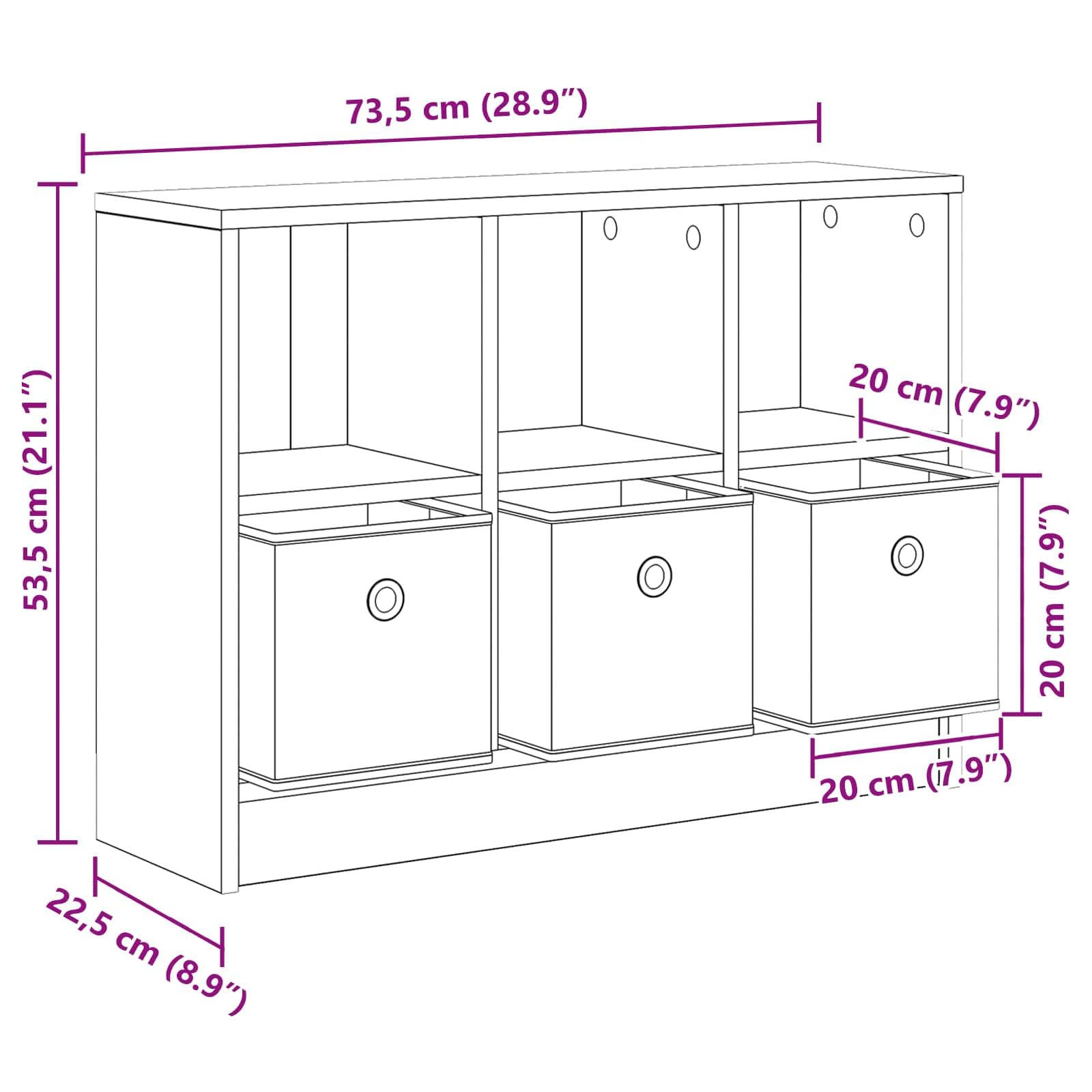 vidaXL Sideboard Betongrau 73,5 x 22,5 x 53,5 cm