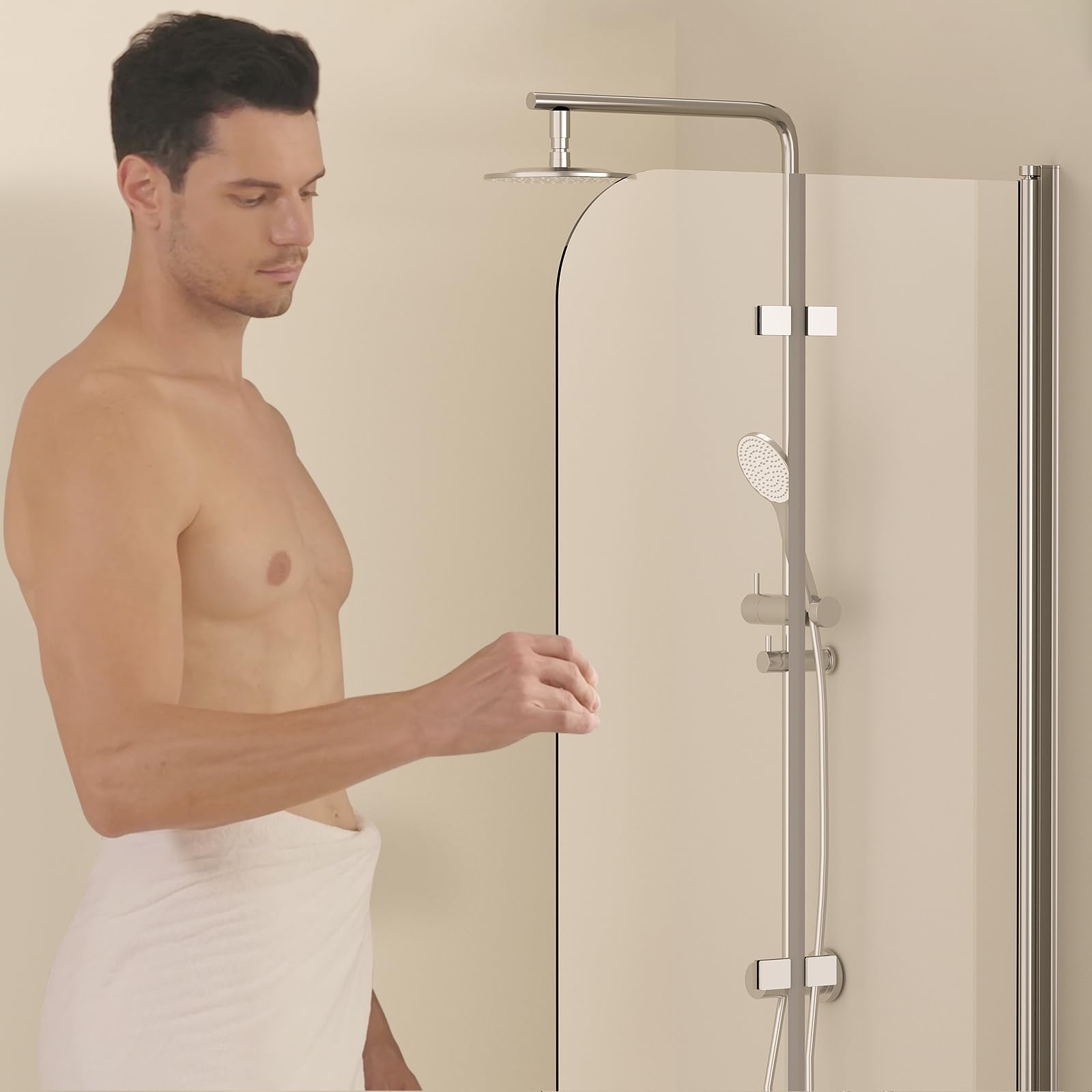 EMKE Mampara de ducha para bañera, 100 x 140 cm, accesorio plegable de 2 piezas, mampara de ducha para bañera, pared plegable de 6 mm, cristal de seguridad