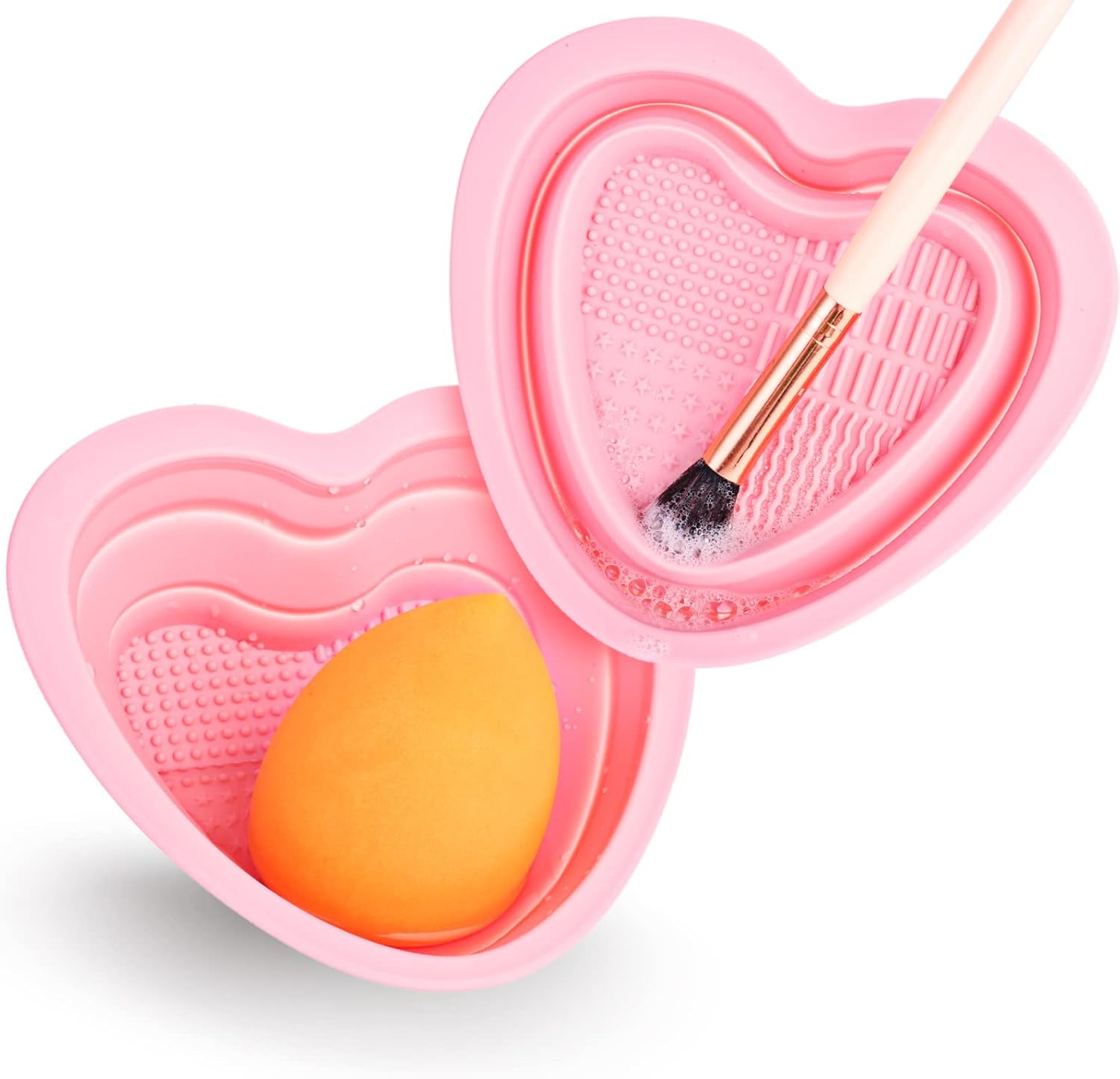 cobee 2 Pieces Foldable Makeup Brush Cleaner Mat, Silicone Makeup Brush
