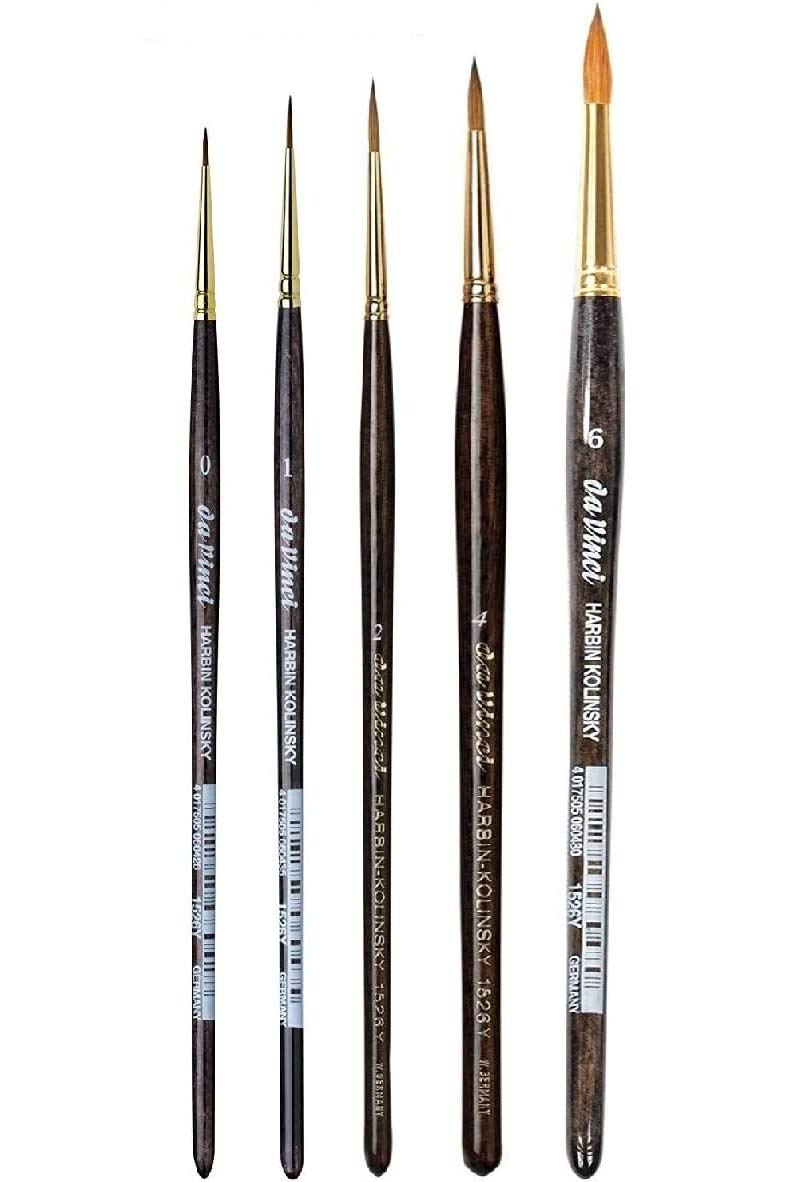 Da Vinci Série 1526Y Harbin-Kolinsky Künstlerpinselset-Pinsel 0,1, 2,4,6. made in germany