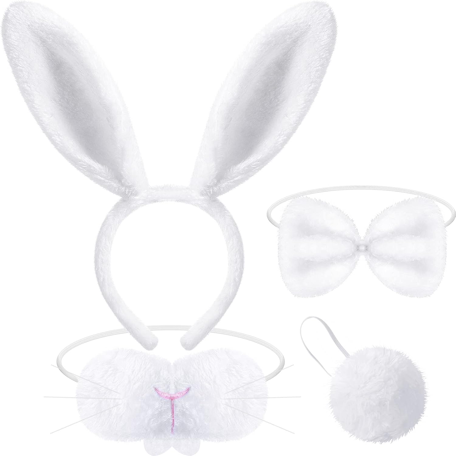 Norme Bunny Cosplay Accessories Set Including Bunny Nose Tail Tie and Ears for Boys Girls Easter Party Costume