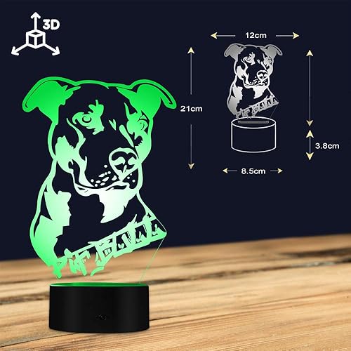 Miniatura 7 de The Geeky Days 3D American Smart Flexible Pit Bull Terrier Kid Room Lámpara de mesa para mascotas Luz de noche para niños Compañeros de juegos para