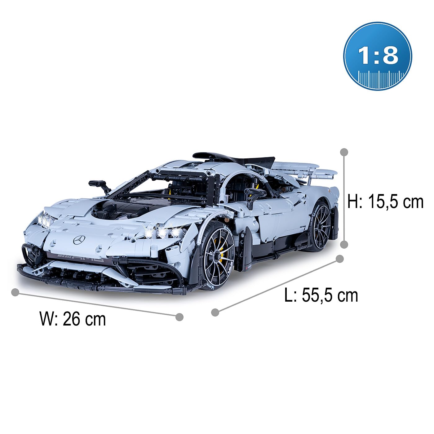 JAMARA 402862 CADA Mercedes-AMG ONE 1:8, 2,4GHz Bricks, Auto Spielzeugauto, Sport Rennwagen für Kinder ab 14 Jahre, RC Ferngesteuert, Geschenkidee für Kids, Licht, Detailgetreu
