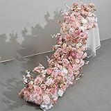 Centro de Mesa con hilera de Flores Artificiales de Rosas de Lujo para Boda, Fondo de Pared, Arcos, decoración para Fiesta, Escenario, Suelo Floral - A-036-200 x 45 cm