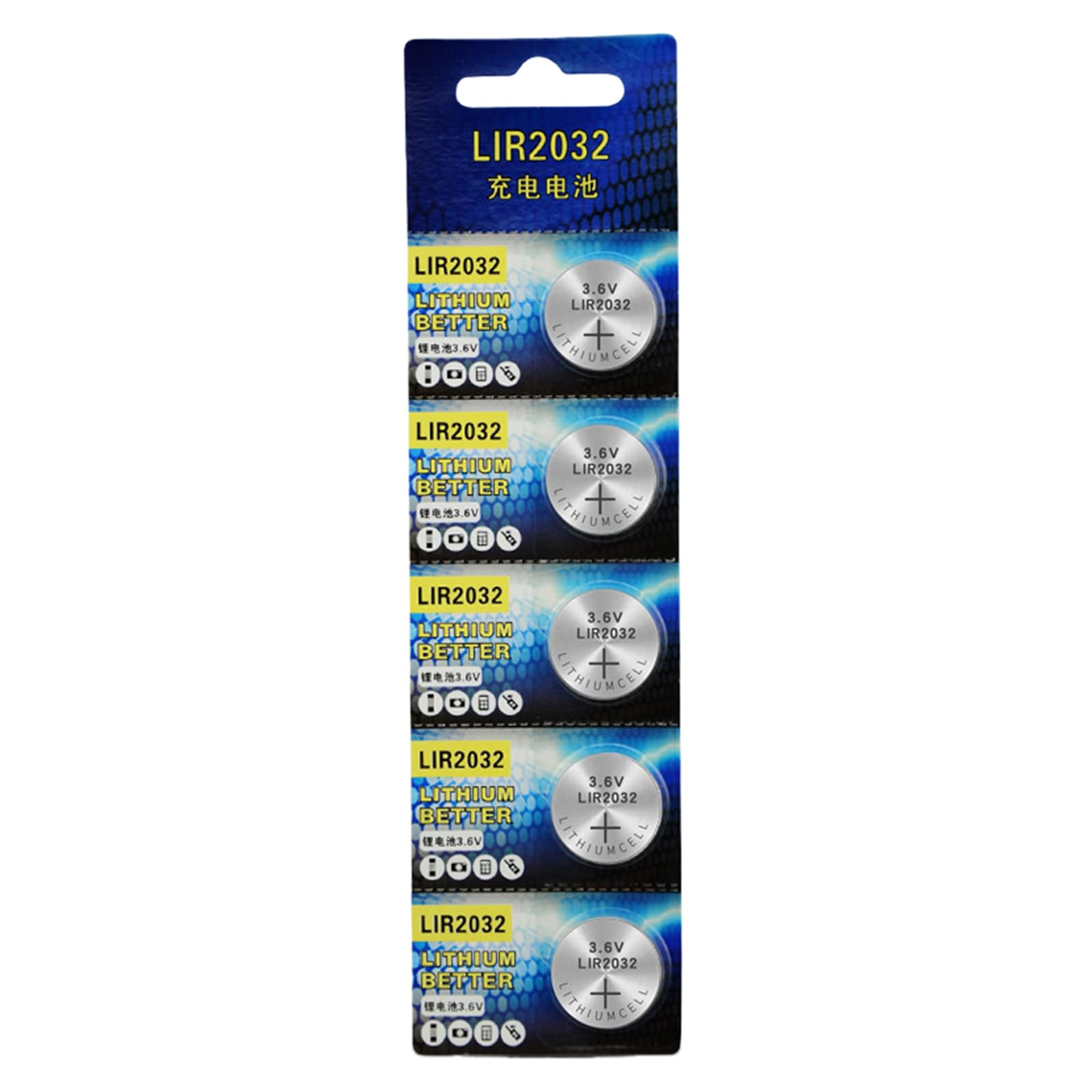 Batteries Rechargeables LIR2032 – Lot De 5 Piles Lithium 3,6V – Pour Calculatrices, Montres, Télécommandes