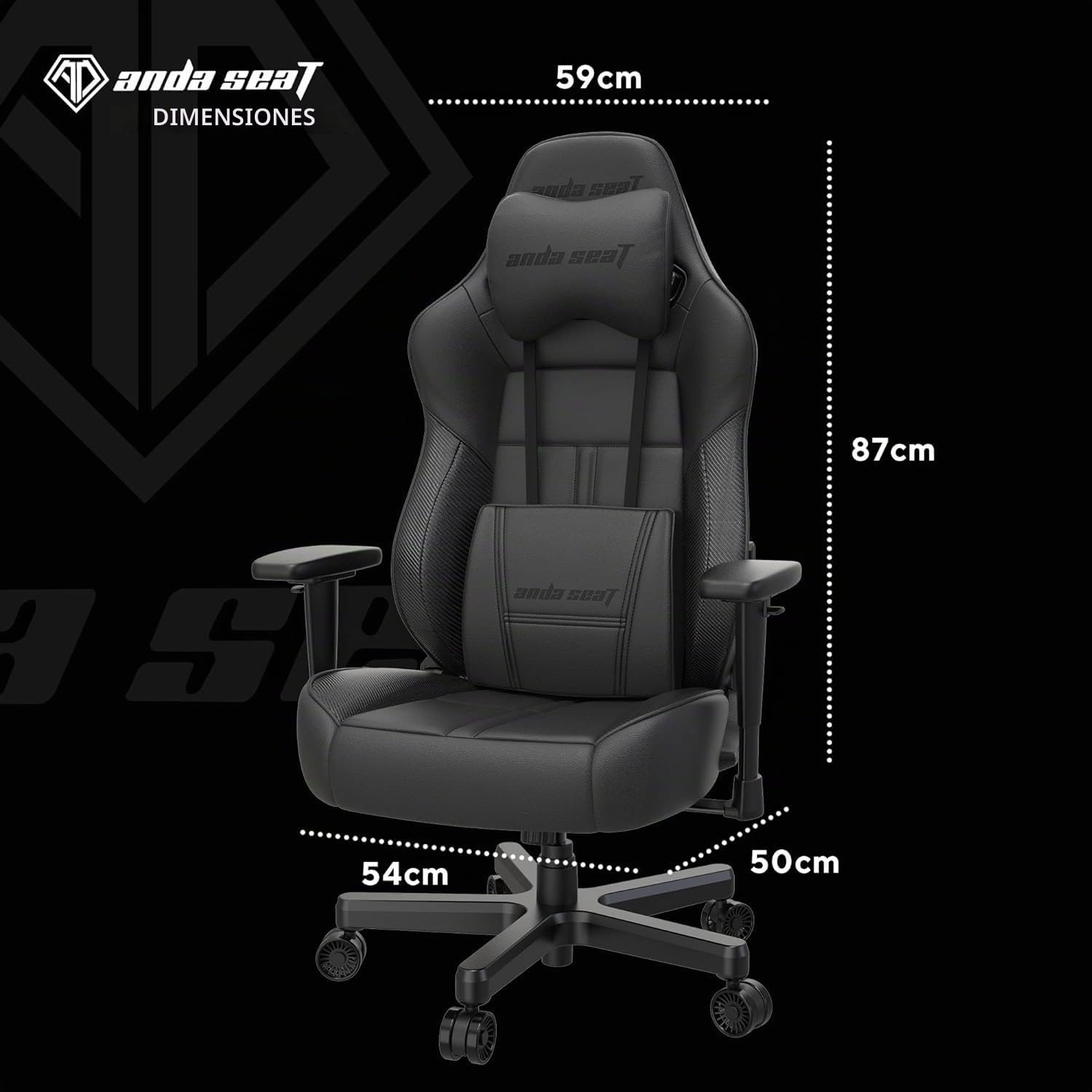 Anda Seat Dark Demon Dragon Grande Silla Gaming, Comoda Silla Racing Gamer Adulto para Trabajo/Oficina/Estudio/Gaming, Sillas Ergonomicas para Ordenador, Ergonomic Office Desk Chair - Negra Grande