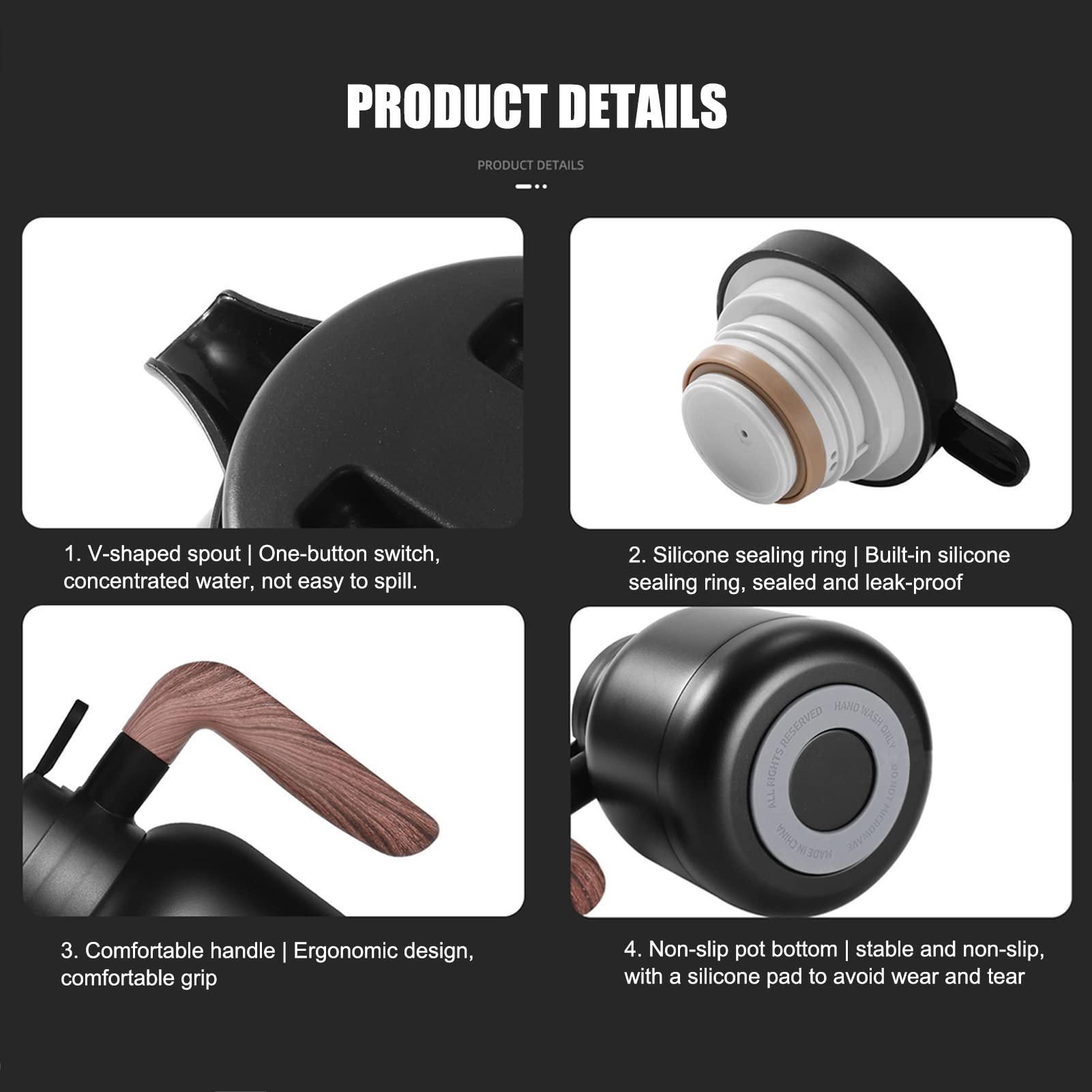 Thermoskanne Kaffeekannen Mit Teefilter, Isolierkanne Edelstahl Vakuum Isolations, Mit Einfachem Sicherheitsdruckknopf, Rutschfester Boden, Für Zuhause, Hotel, Büro (Rot,1.2L)