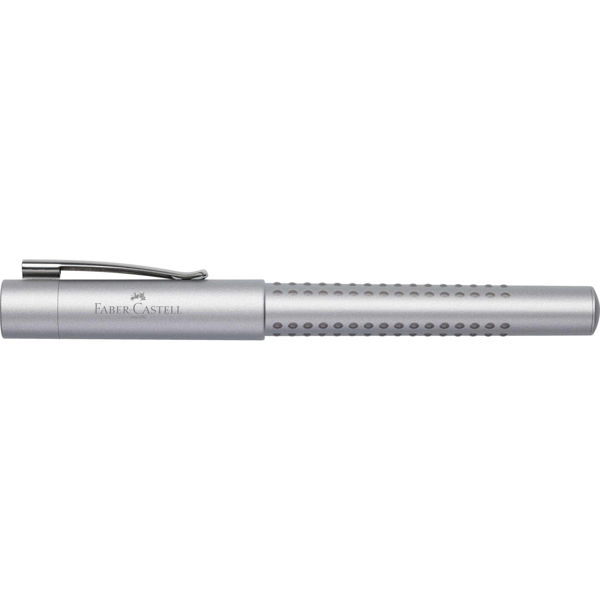Faber-Castell 201629 – Grip 2011 zestaw do kaligrafii, srebrny, z tuszem w kolorach czarnym, różowym i królewskim błękit
