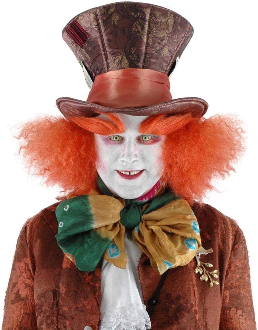 Mad Hatter Eyebrows - Self-Adhesive Orange Synthetic Hair for Cosplay and Costumes
