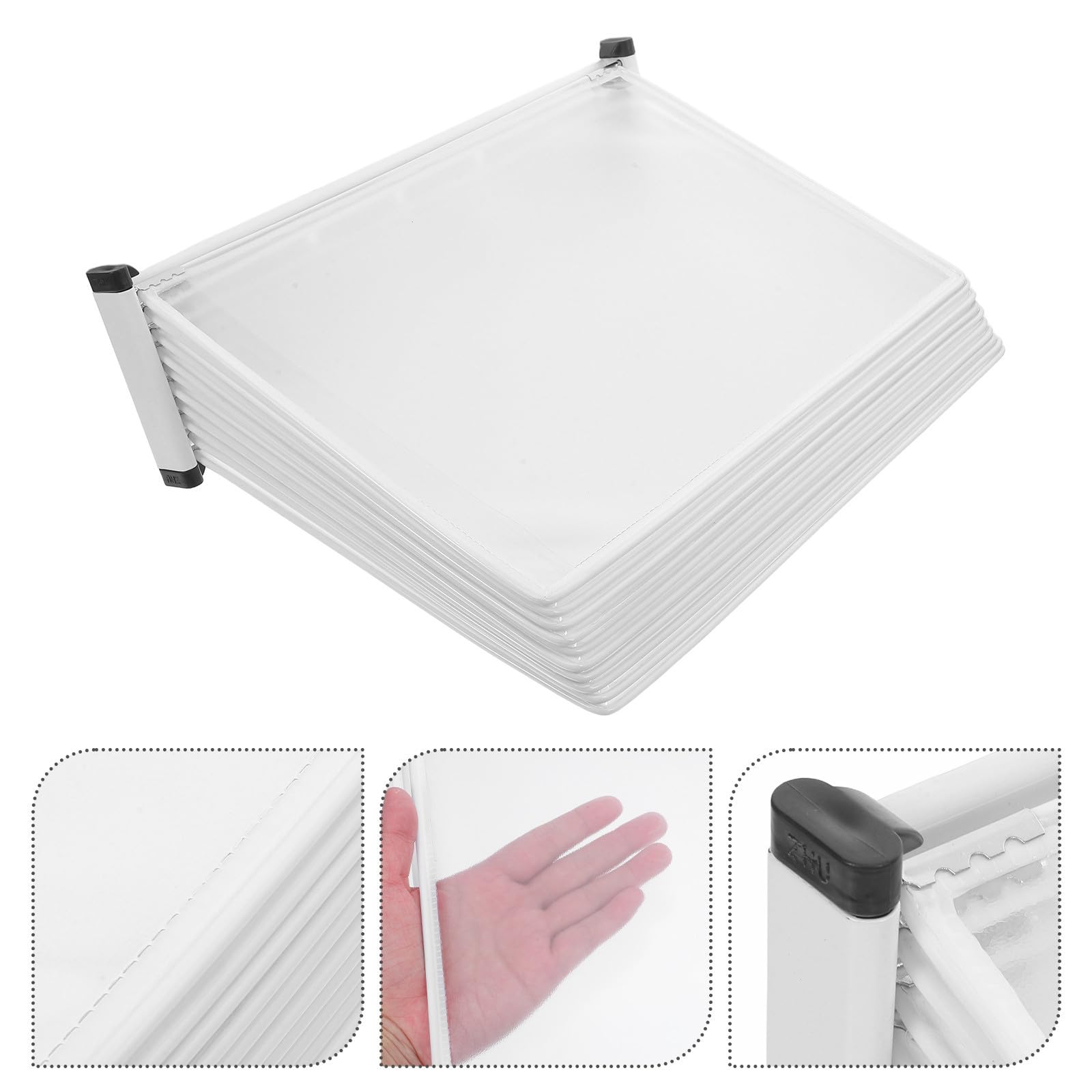 Portadocumenti da Parete A4, Espositore Documenti 5 Pagine e 5 Cartelle a Fogli Mobili, Ferro e Pvc, Bianco, per Presentazioni e Home Office