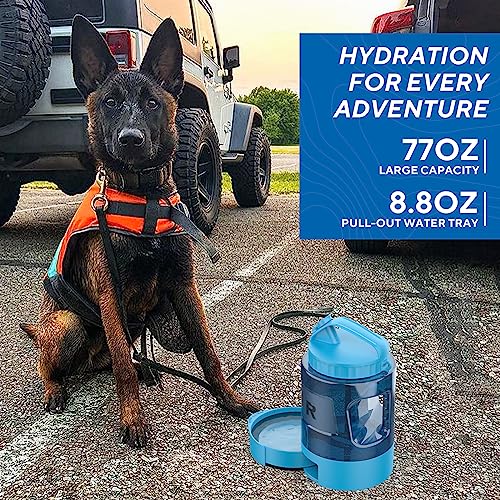 Image of Dog Water Bowl Dispenser 77oz, Large Pet Dog Water Bottle Portable with Pull-Out Travel Water Bowl for Dogs, Portable Water Bowl for Dogs on The Go, Camping Essentials Hiking Traveling Accessories