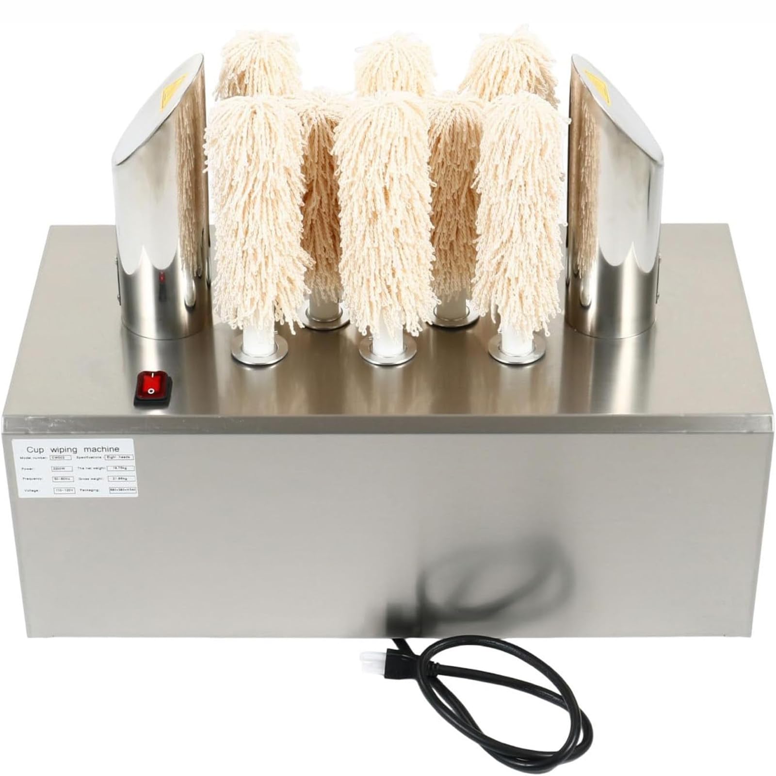 Electric Wine Glass Polishing Machine,Electric Automatic Dryer Bar Wine Glass Polishing Machine Includes 3/5/8 Brushes,360° Cleaning Without Dead Angles for Wineries, Bars, and Restaurants 8Heads
