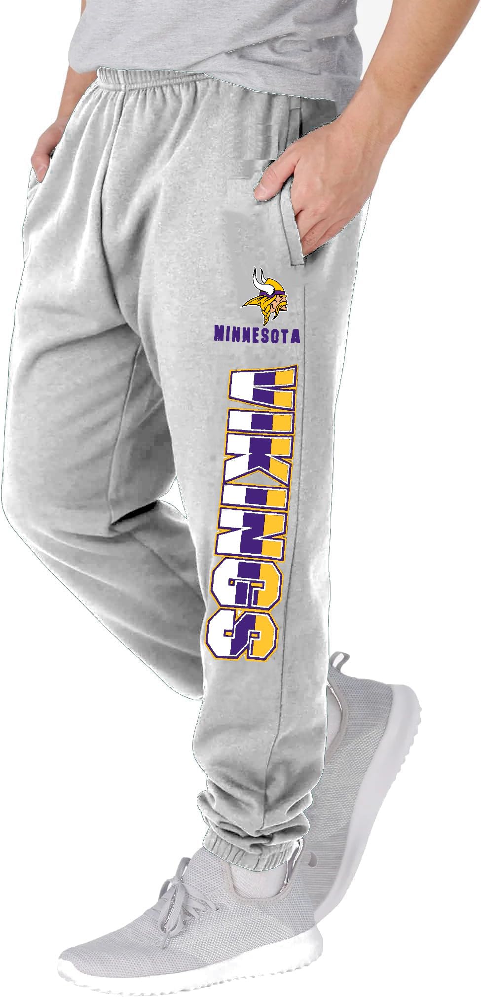 NFL Kids Youth 8-20 Officially Licensed Primary Team Logo Stripe Fleece Lined Football Sweatpants Joggers Pants