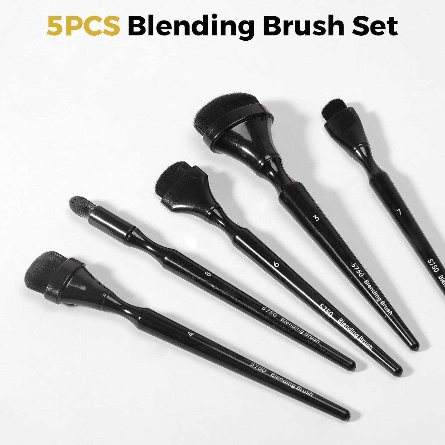 Charcoal Blending Brushes, 5 Piece Gold Leaf Brush Set for Sketching, Shading, Embossing, Pastel and Art Crafts Multi-Size Professional Painting Tools for Artists, Teachers, Students, DIY