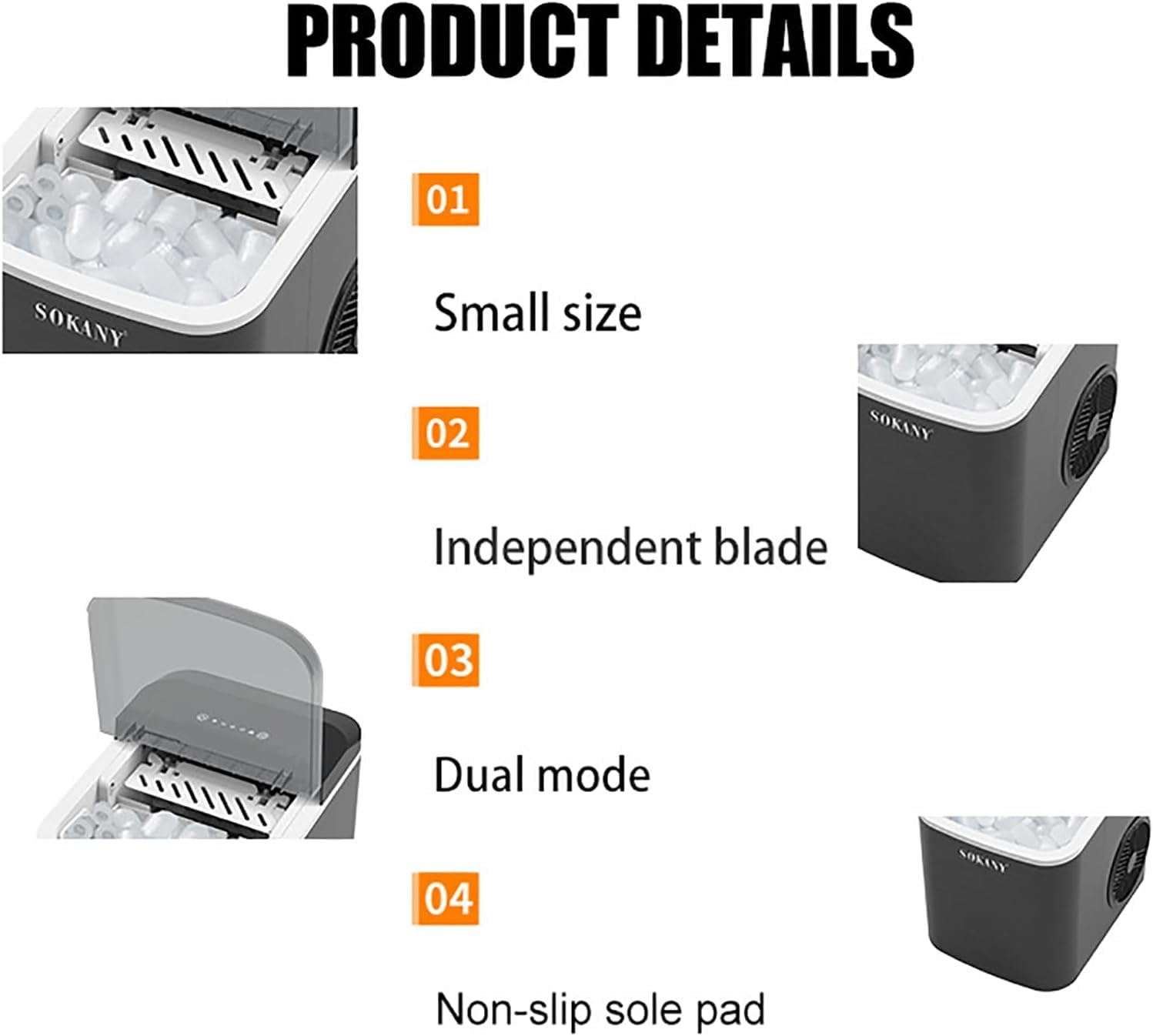 Ice Maker Machine Counter Top, Small Household Ice Nugget Maker Machine, Small Pellet Ice Machine with Anti-Slip Base and Self-Cleaning, Bullet Ice Cube Makers for DIY More Drinks(Black)